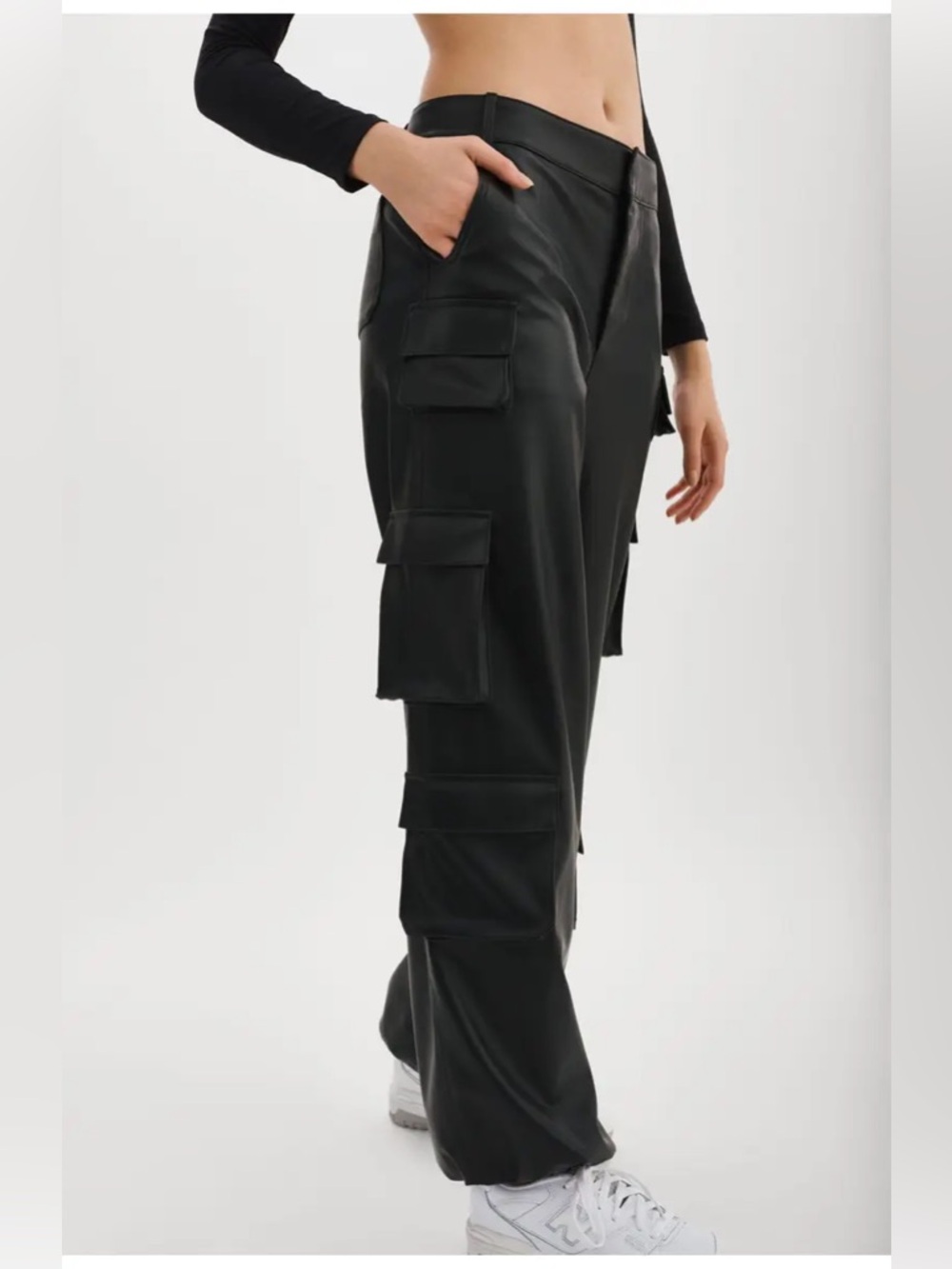 Lamarque Black Wide-Leg Cargo Trousers